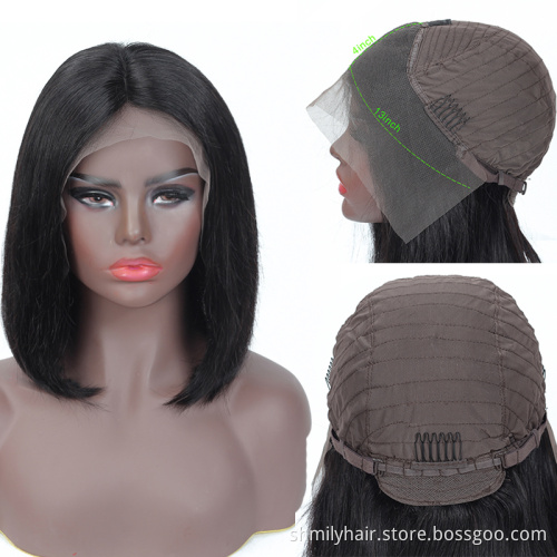 Cheap Straight Short Bob Wig Natural Human Hair Hd Full Transparent Lace Front Wig Raw Indian Virgin Human Hair Lace Frontal Wig